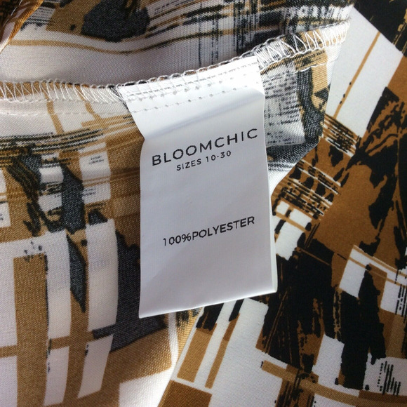 Bloomchic Tunic Womens Plus 22/24 Abstract V Neck Roll Tab Sleeve Faux Button Up - Picture 4 of 12